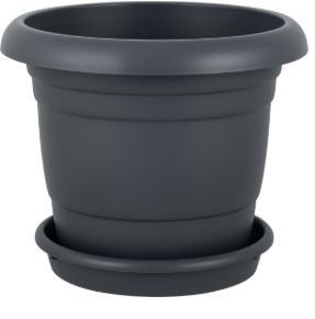 Горшок для цветов с поддоном InGreen Афина 47л, вулканический серый